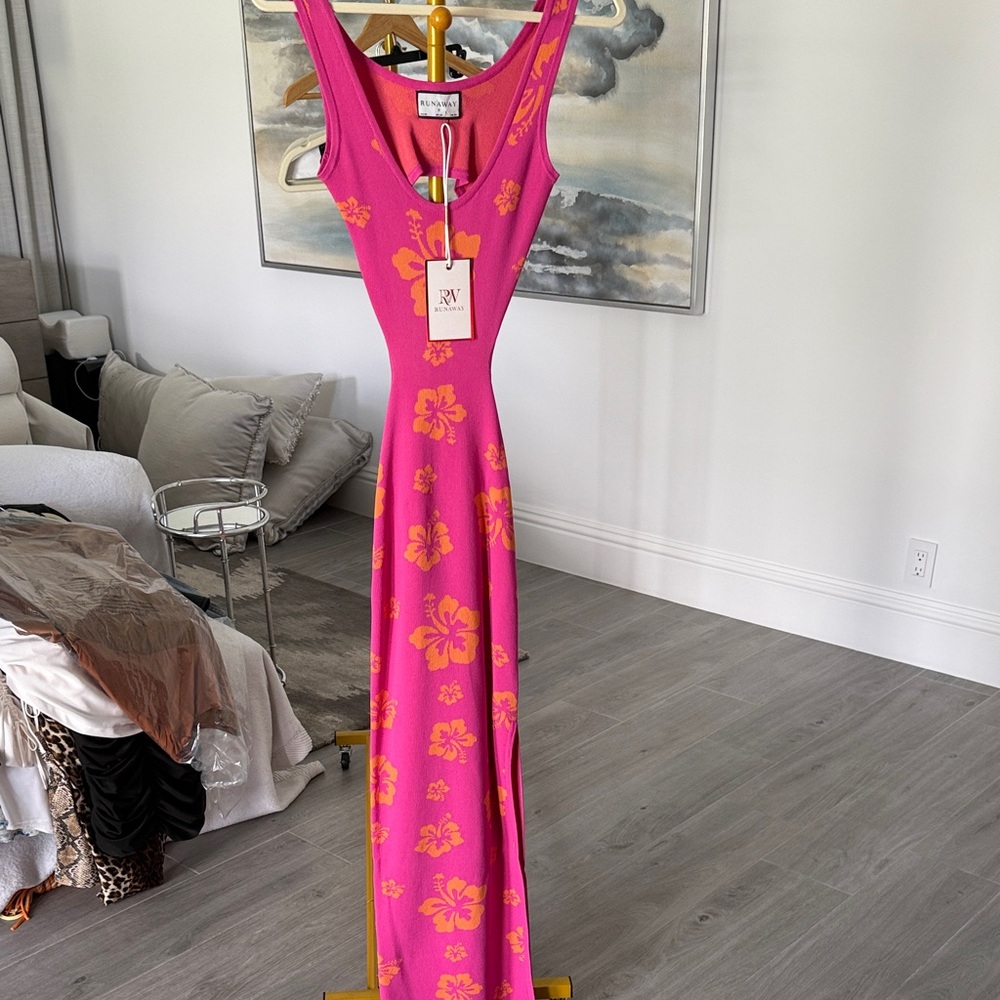 Vibrant Pink Floral Maxi Dress